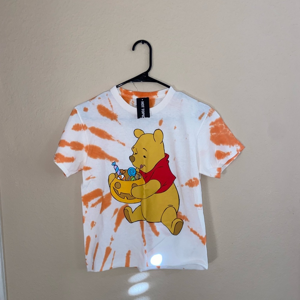 Disney cropped top graphic tee Winnie the Pooh orange Tie-dye shirt short sleeve